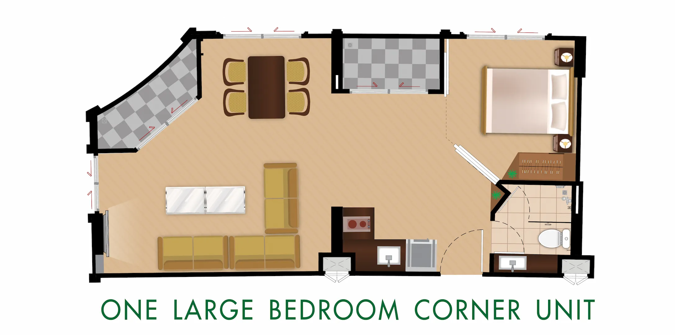 Harmonia City Garden Large 1-bedroom Corner Unit Layout