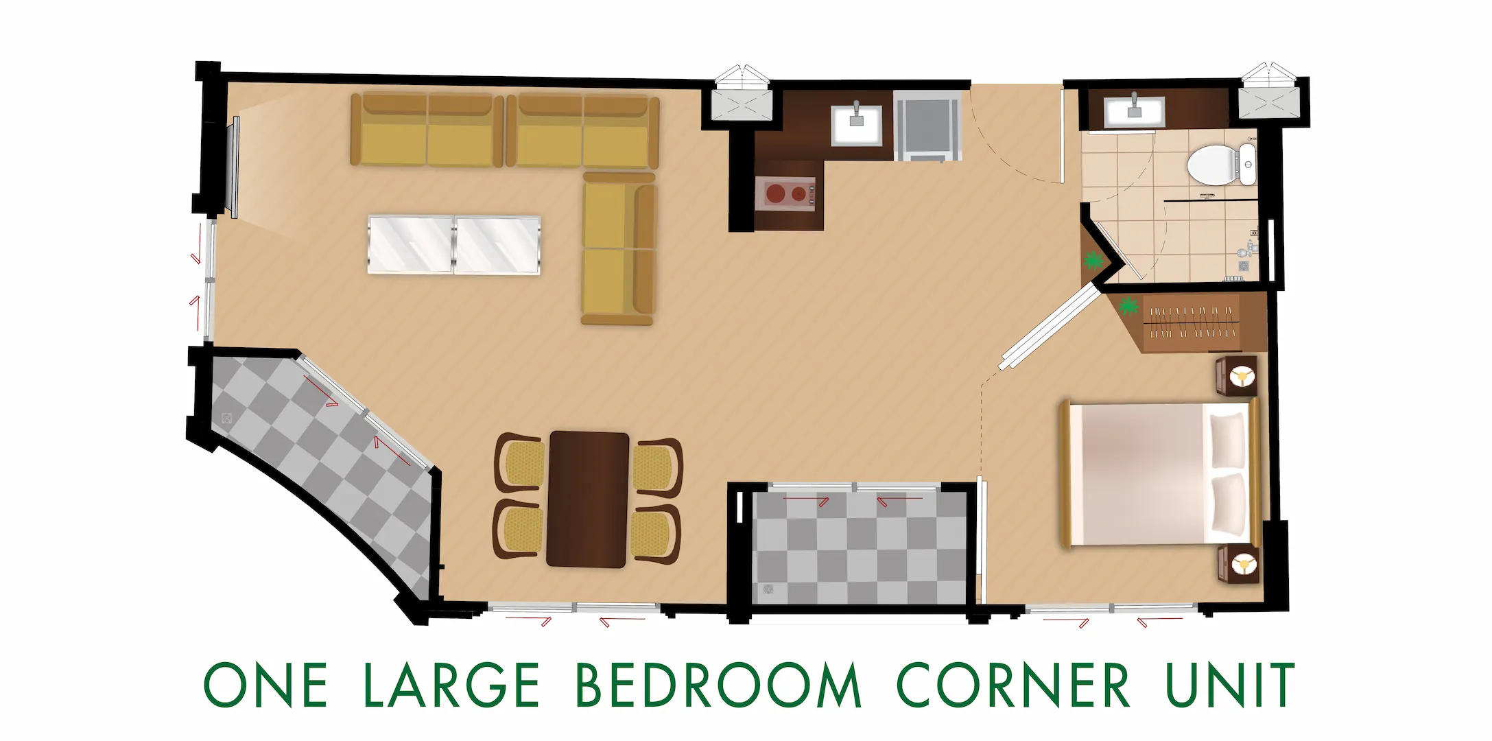Harmonia City Garden Large 1-bedroom Corner Unit Layout