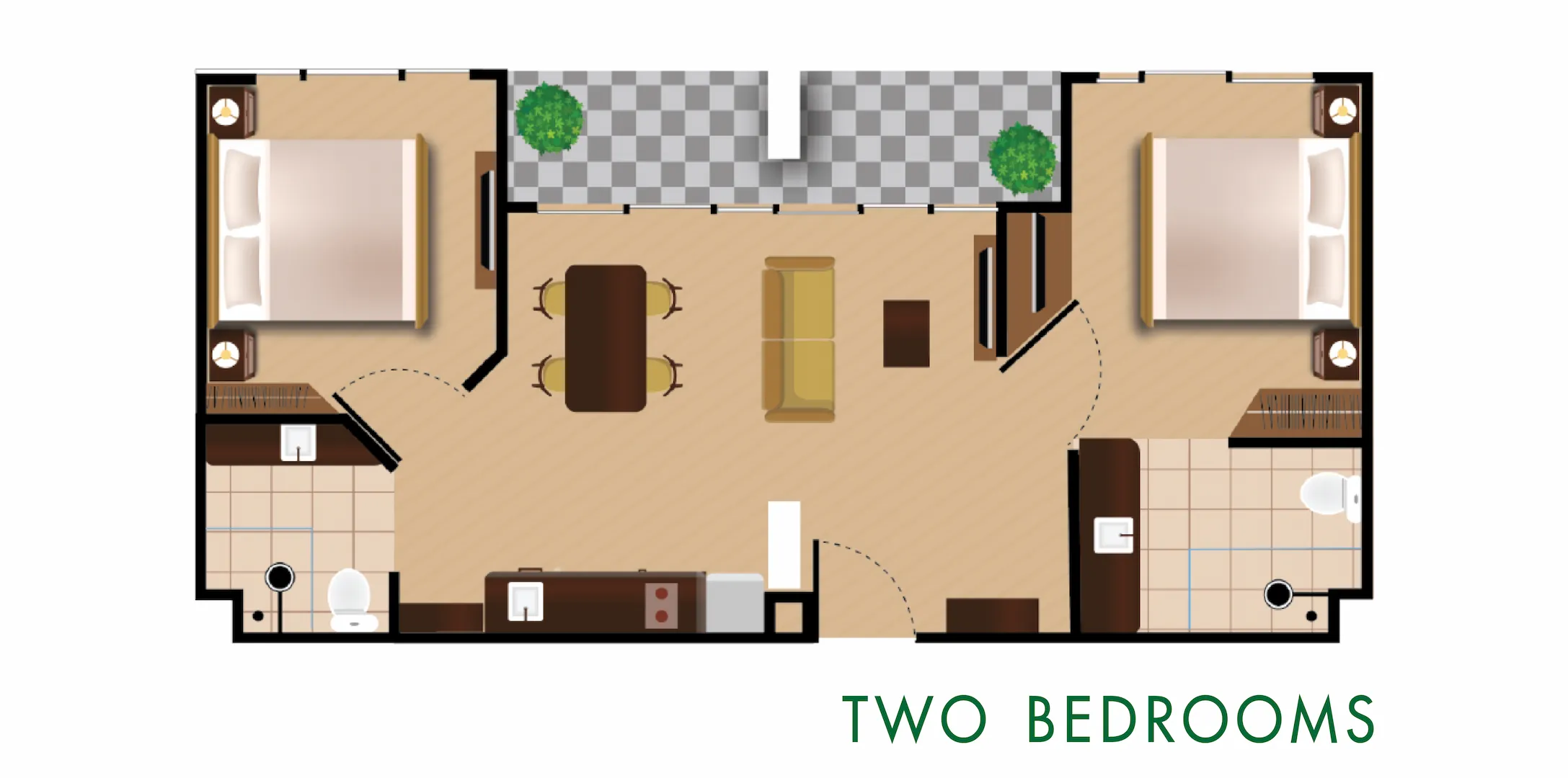 Harmonia City Garden 2-bedroom Condo Layout