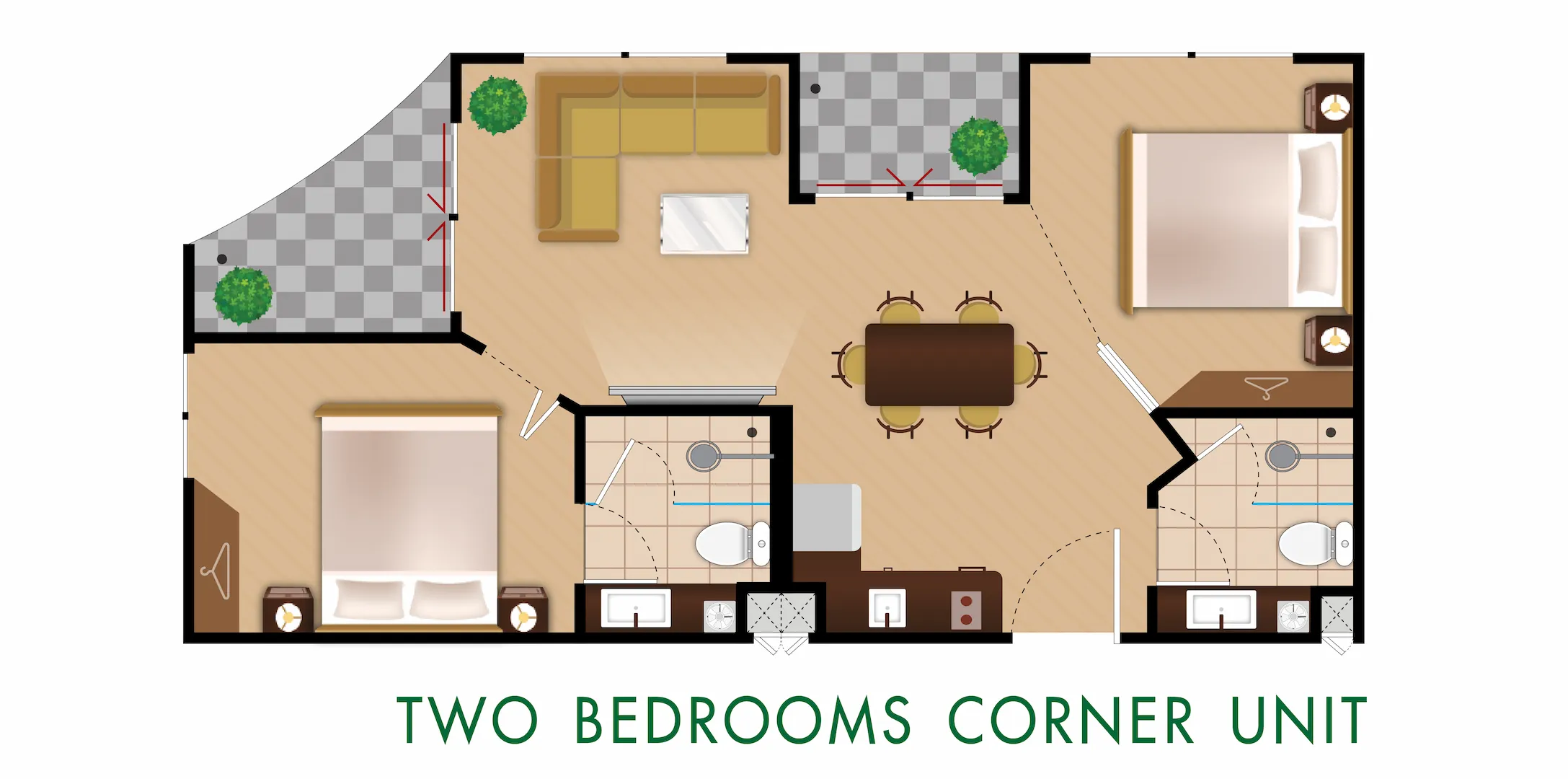 Harmonia City Garden 2-bedroom Corner Unit Layout